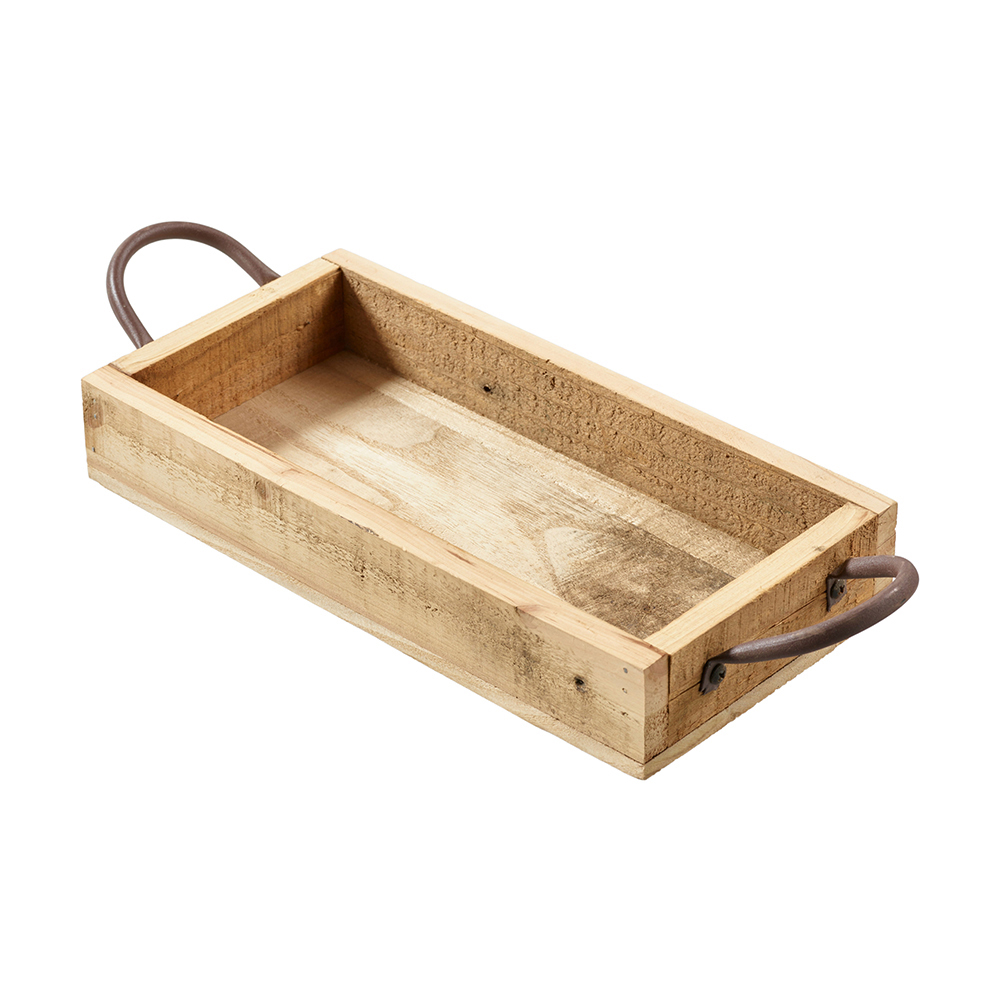 Tablett Holz mit Metallgriff, Wühlkiste 40x15x7cm