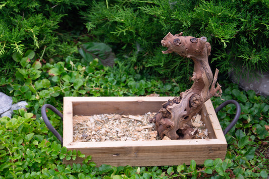 Freisitz Weinrebe auf Tablett mit Griffen (Unikat) -NR.1-